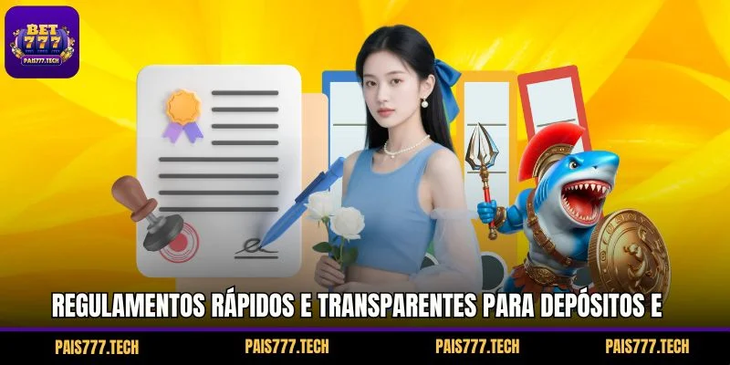Regulamentos rápidos e transparentes para depósitos e levantamentos